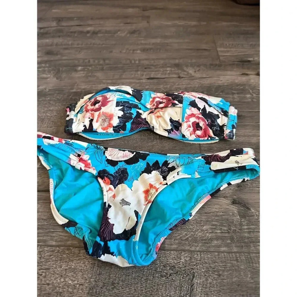 Seafolly Australia Halter Kabuki Bloom Floral Bikini Top & Twist Bottoms Size 10 - Picture 2 of 5